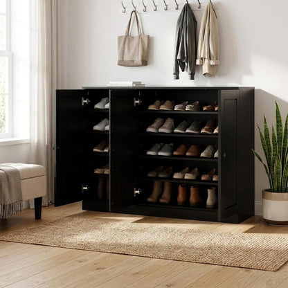 Black 30 Solid WoodShoe Storage Cabinet HomeRoots