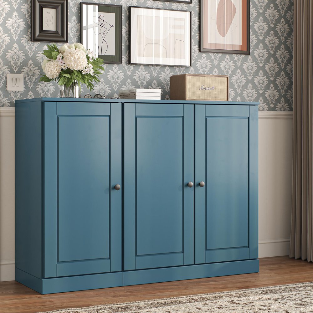 Teal Blue 30 Solid WoodShoe Storage Cabinet HomeRoots