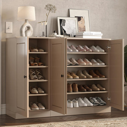 Beige 30 Solid WoodShoe Storage Cabinet HomeRoots