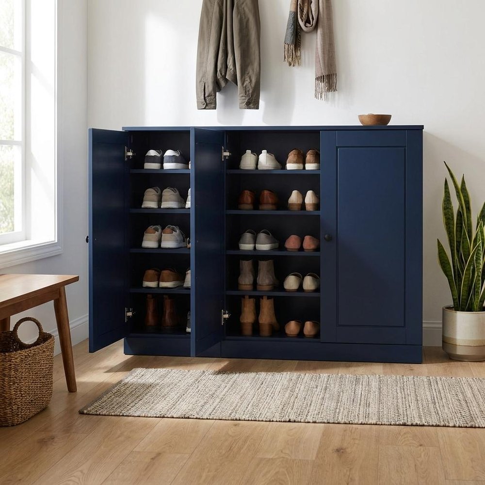 Navy Blue 30 Solid WoodShoe Storage Cabinet HomeRoots
