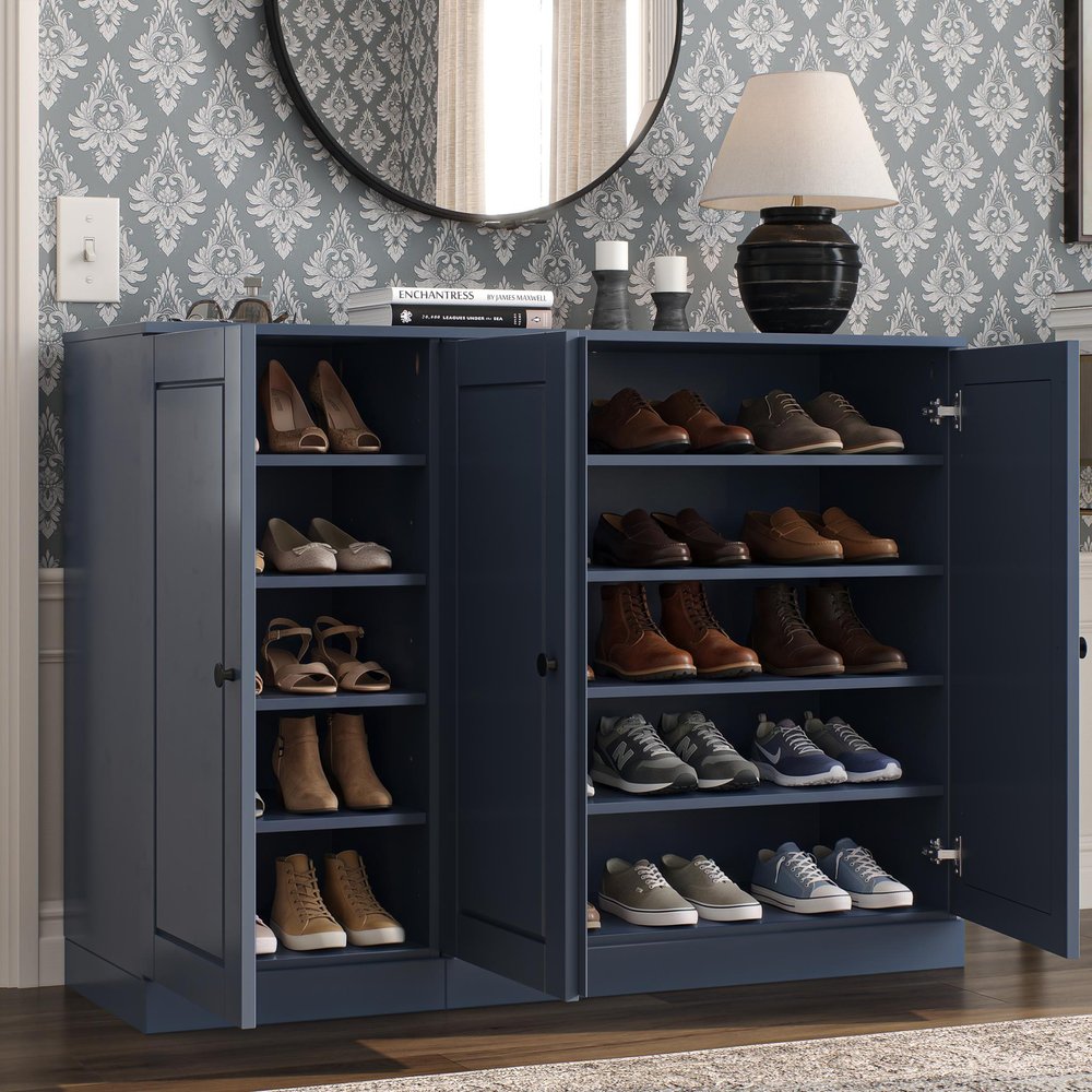 French Blue 30 Solid WoodShoe Storage Cabinet — view 6