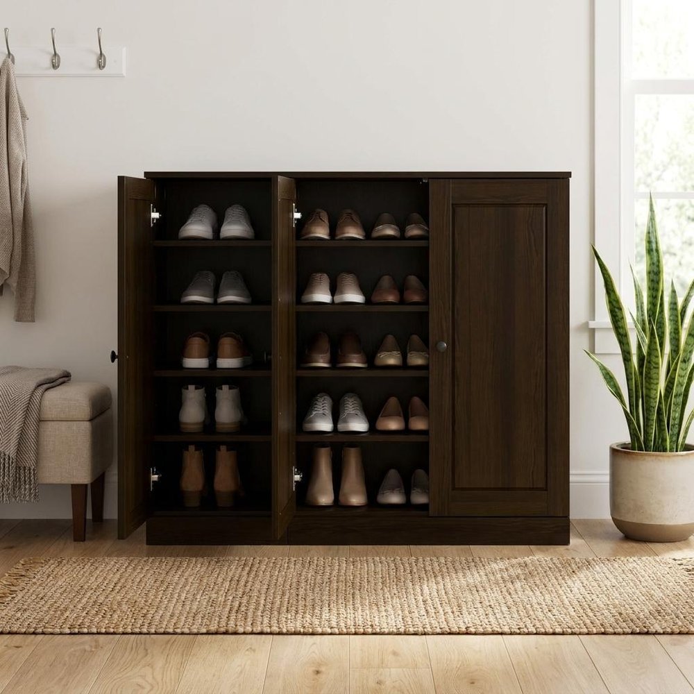Espresso 30 Solid WoodShoe Storage Cabinet HomeRoots
