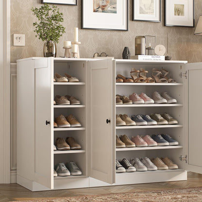 White 30 Solid WoodShoe Storage Cabinet HomeRoots