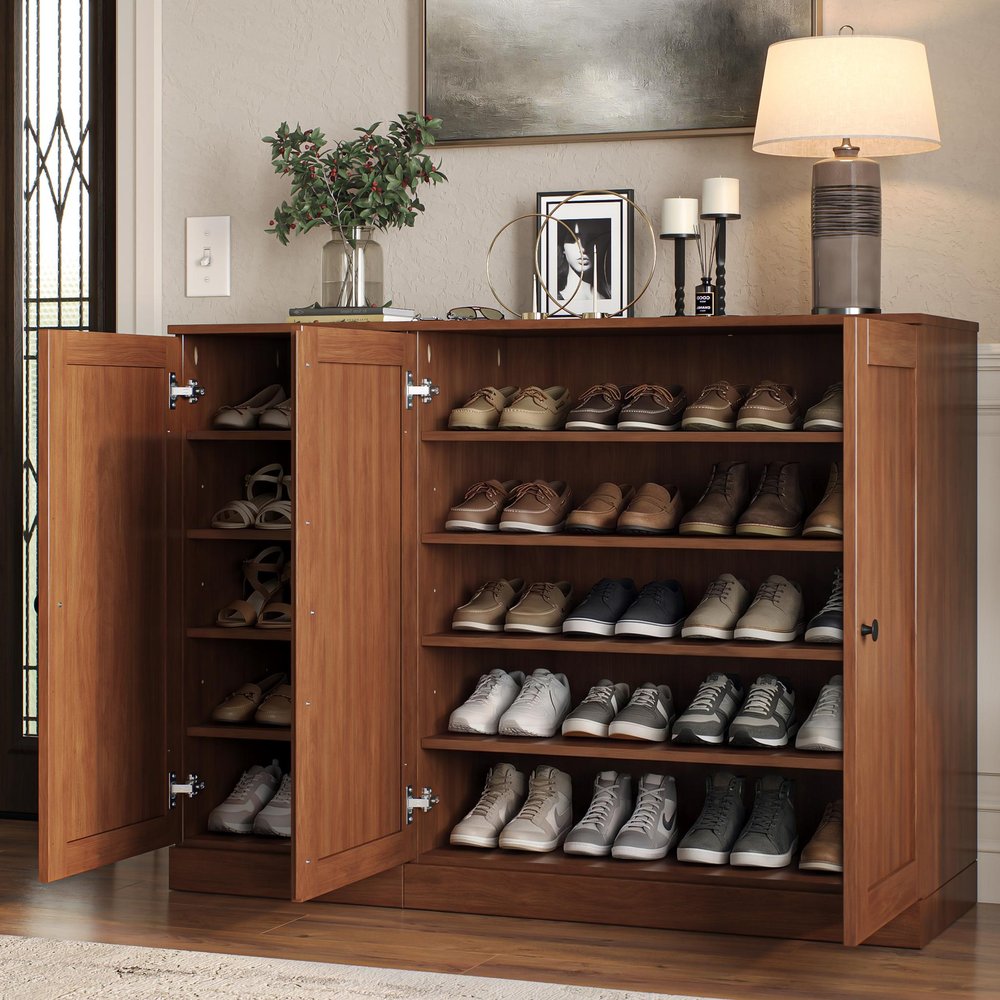 Coffee 30 Solid WoodShoe Storage Cabinet — view 6