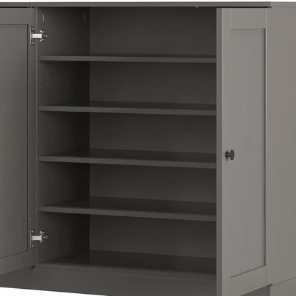 Gray 30 Solid WoodShoe Storage Cabinet