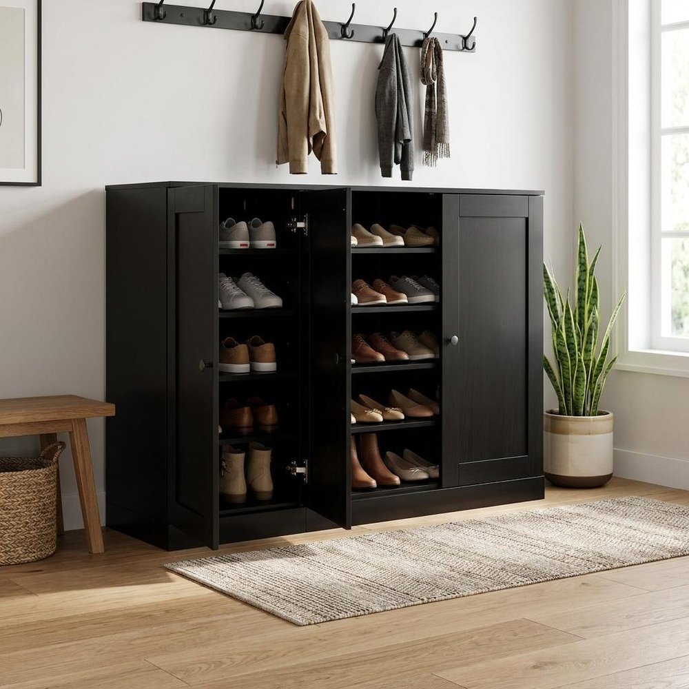 Black 30 Solid WoodShoe Storage Cabinet — view 5