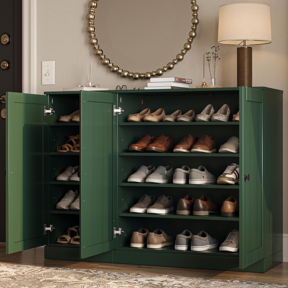 Green 30 Solid WoodShoe Storage Cabinet — view 6
