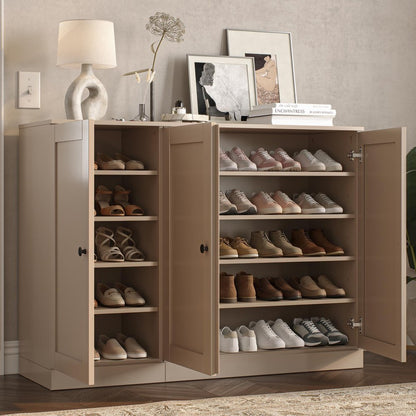 Beige 30 Solid WoodShoe Storage Cabinet HomeRoots