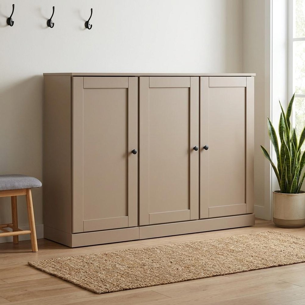 Beige 30 Solid WoodShoe Storage Cabinet HomeRoots