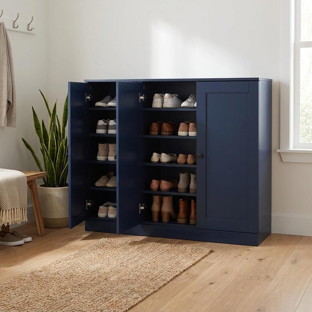 Navy Blue 30 Solid WoodShoe Storage Cabinet — view 2