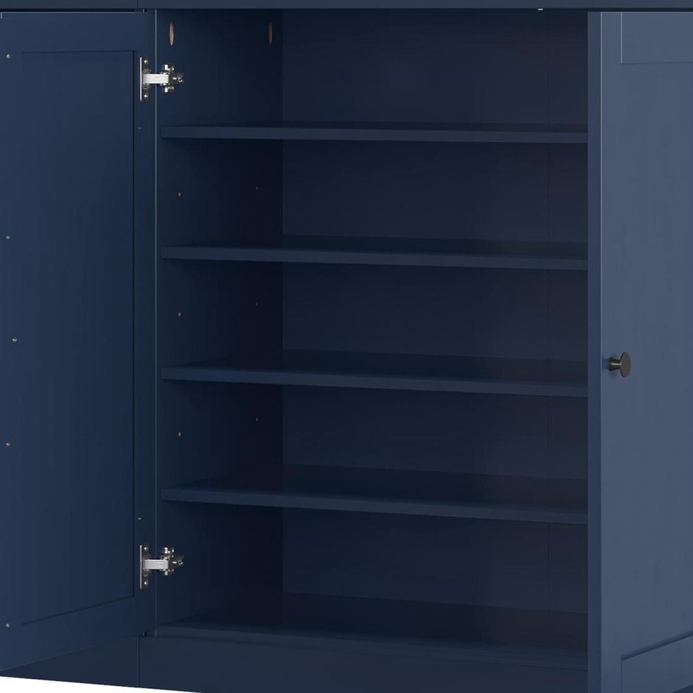 Navy Blue 30 Solid WoodShoe Storage Cabinet