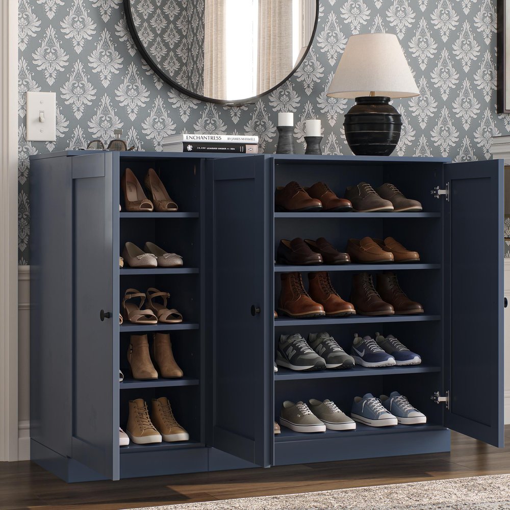 French Blue 30 Solid WoodShoe Storage Cabinet — view 6