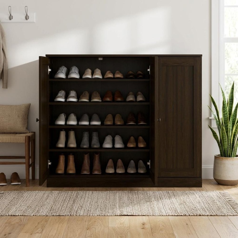 Espresso 30 Solid WoodShoe Storage Cabinet HomeRoots
