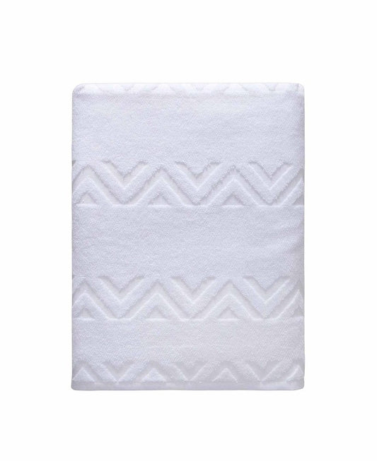 White Jacquard Turkish Cotton 40" X 70" Chevron Bath Sheet