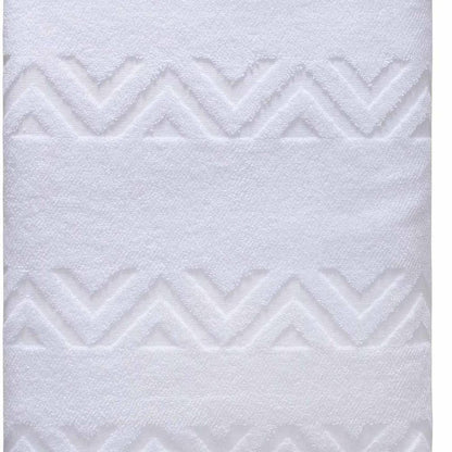 White Jacquard Turkish Cotton 40" X 70" Chevron Bath Sheet HomeRoots