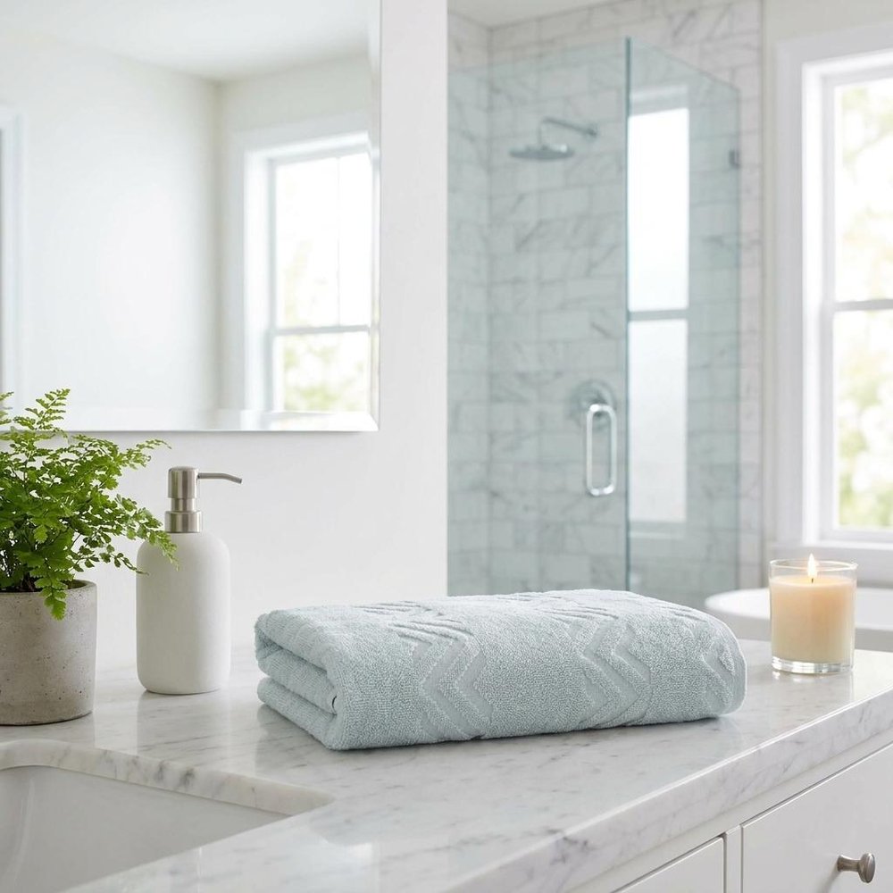 White Jacquard Turkish Cotton 40" X 70" Chevron Bath Sheet HomeRoots