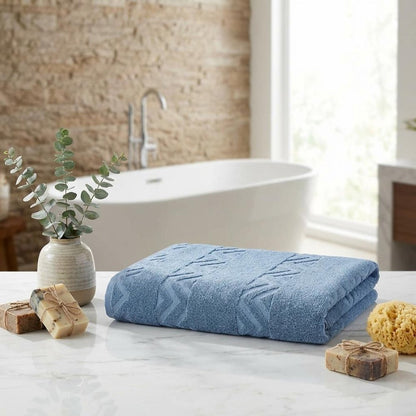 White Jacquard Turkish Cotton 40" X 70" Chevron Bath Sheet HomeRoots