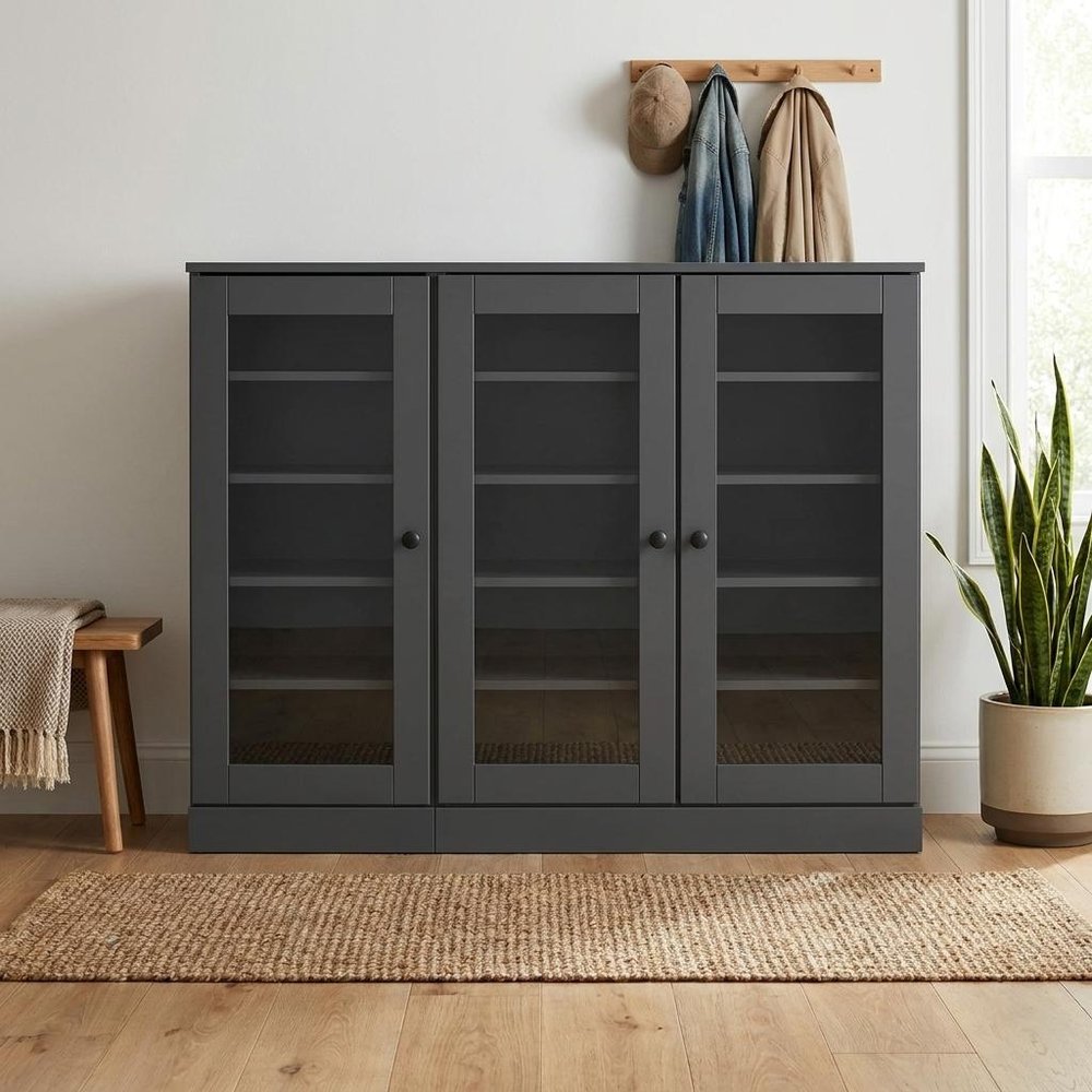 Gray 30 Solid WoodShoe Storage Cabinet — view 1