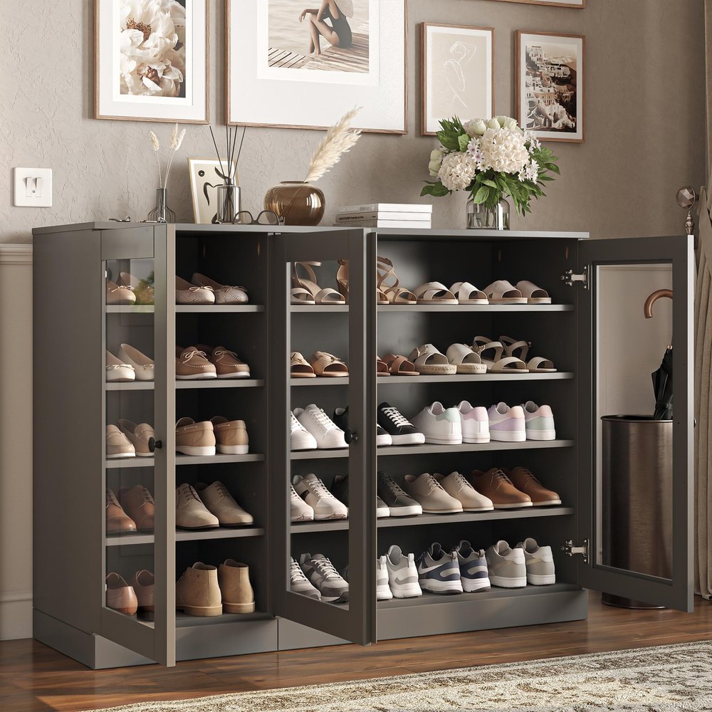 Gray 30 Solid WoodShoe Storage Cabinet — view 7