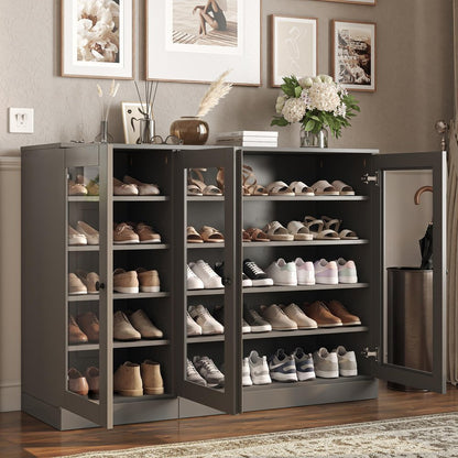 Gray 30 Solid WoodShoe Storage Cabinet HomeRoots