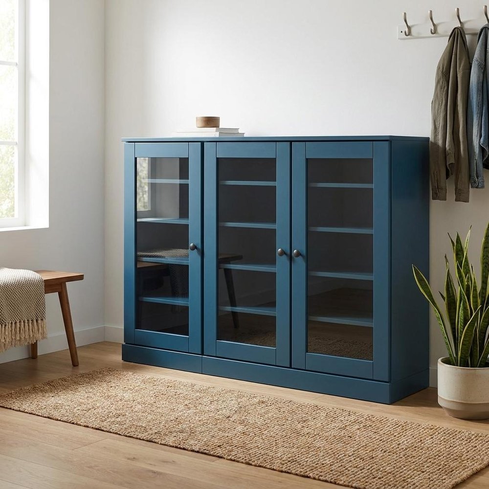 Teal Blue 30 Solid WoodShoe Storage Cabinet — view 2
