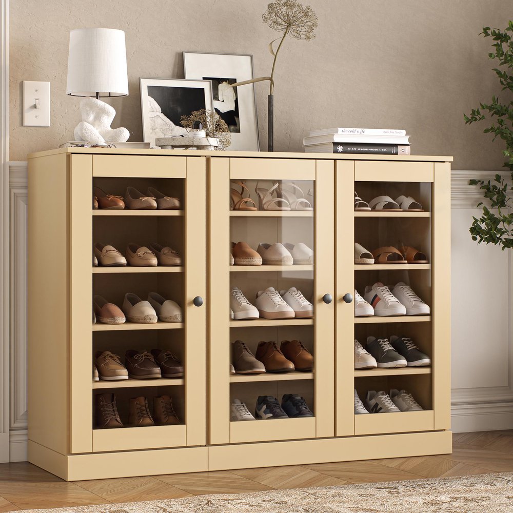 Yellow 30 Solid WoodShoe Storage Cabinet HomeRoots