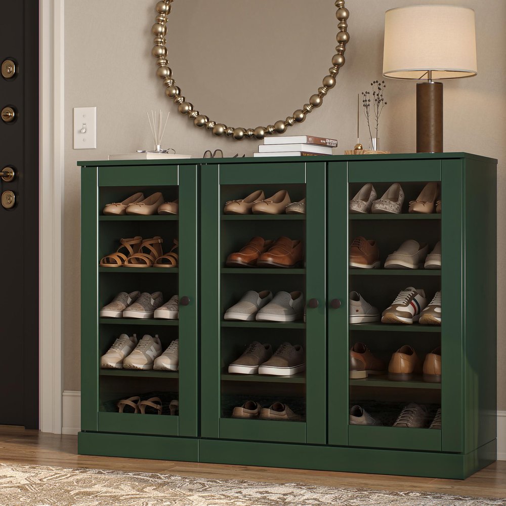 Green 30 Solid WoodShoe Storage Cabinet HomeRoots