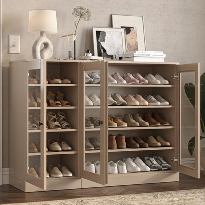 Beige 30 Solid WoodShoe Storage Cabinet HomeRoots