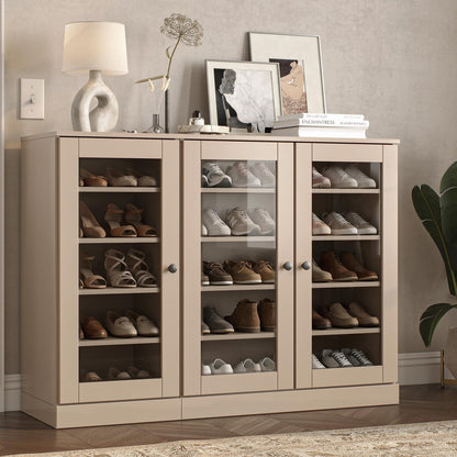 Beige 30 Solid WoodShoe Storage Cabinet HomeRoots