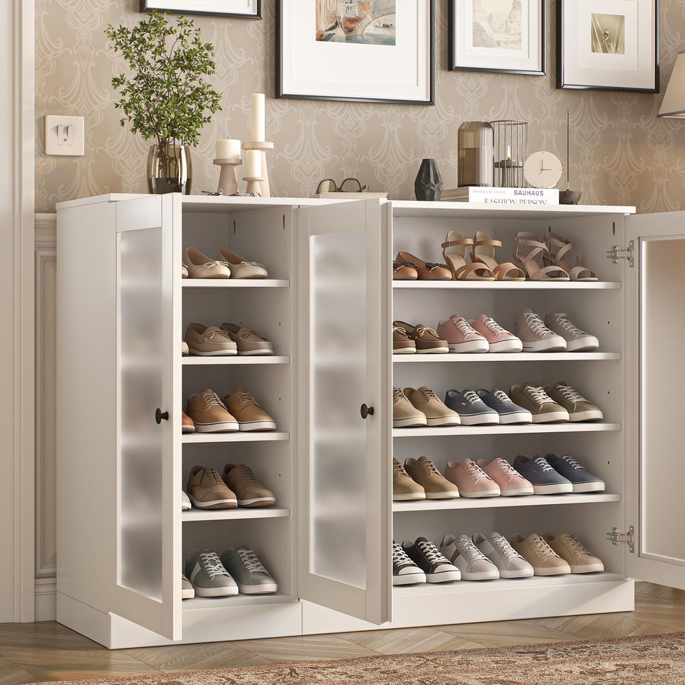 White 30 Solid WoodShoe Storage Cabinet — view 8