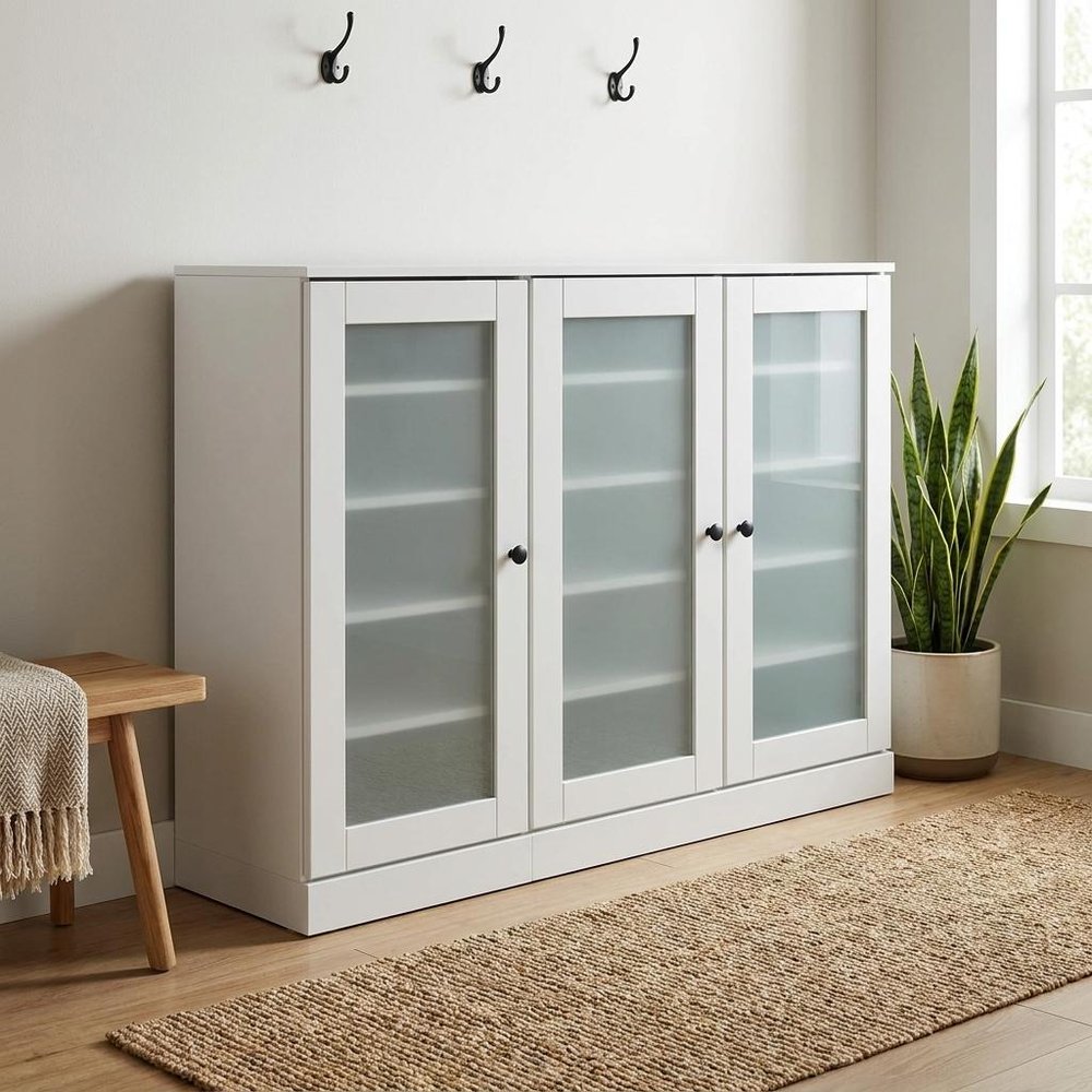 White 30 Solid WoodShoe Storage Cabinet — view 1