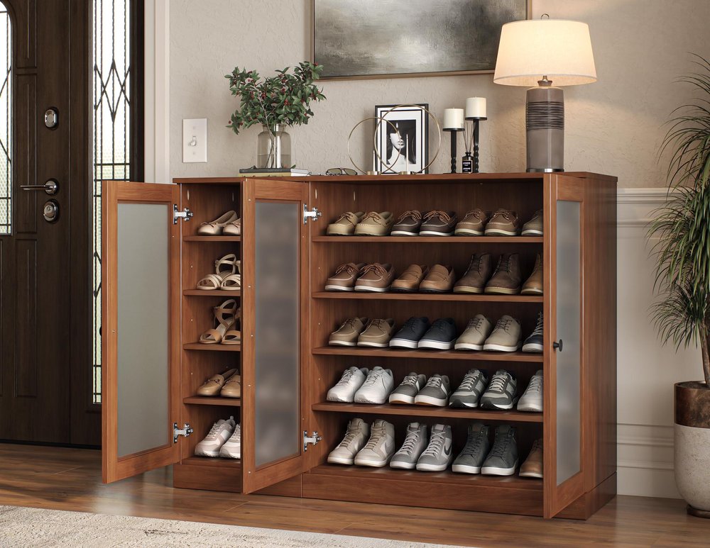 Coffee 30 Solid WoodShoe Storage Cabinet — view 6