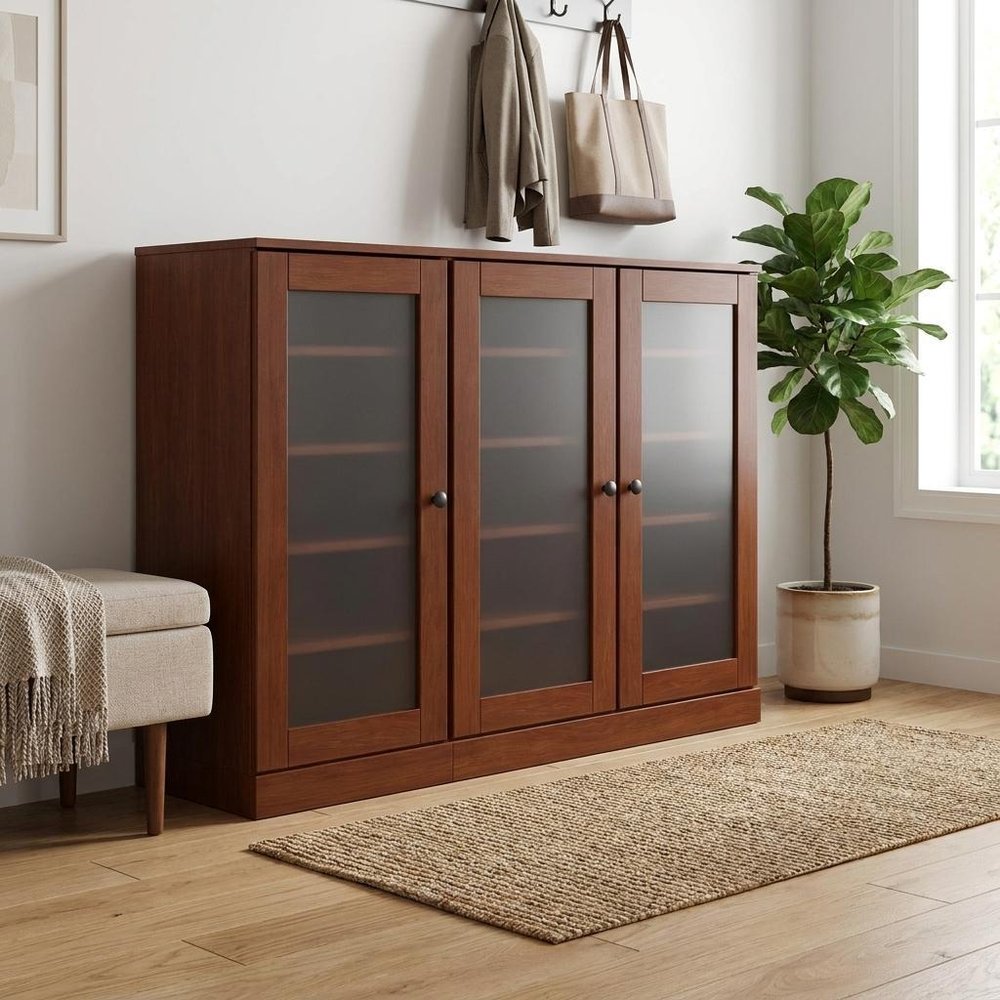 Coffee 30 Solid WoodShoe Storage Cabinet — view 2