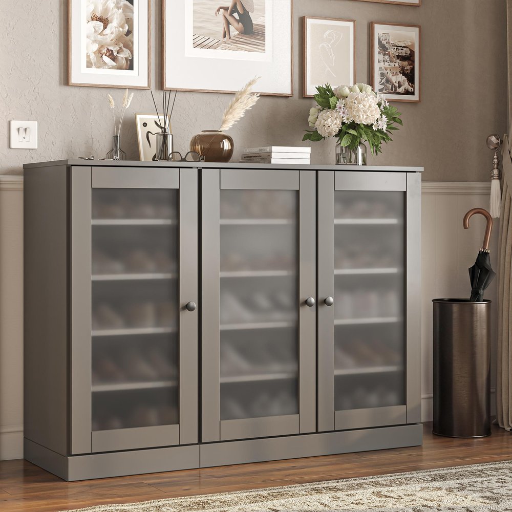 Gray 30 Solid WoodShoe Storage Cabinet HomeRoots
