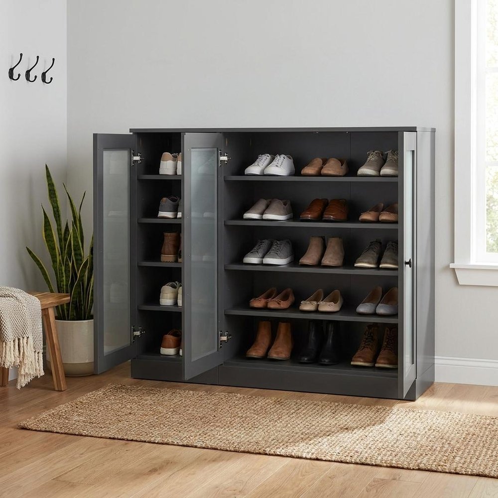 Gray 30 Solid WoodShoe Storage Cabinet HomeRoots
