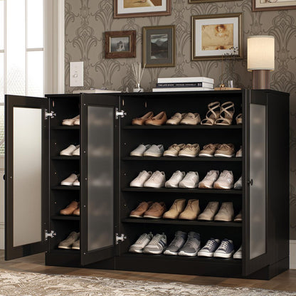 Black 30 Solid WoodShoe Storage Cabinet HomeRoots