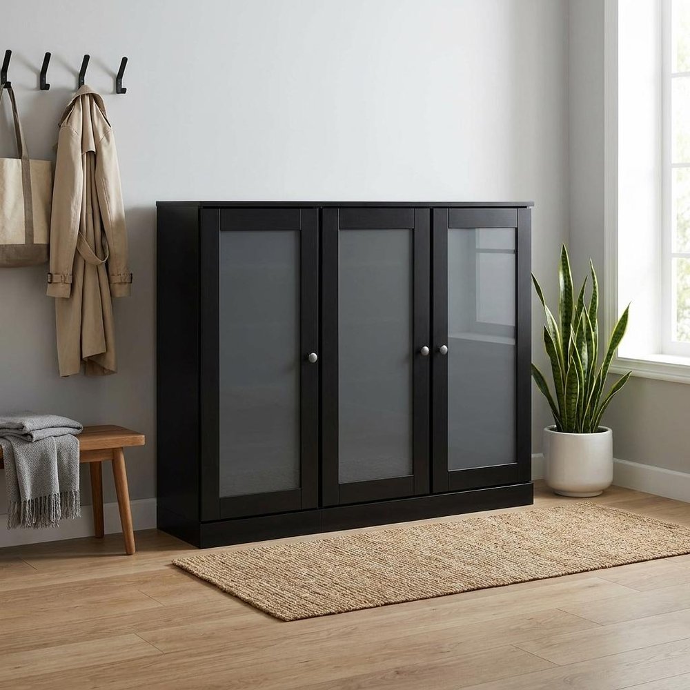 Black 30 Solid WoodShoe Storage Cabinet — view 3