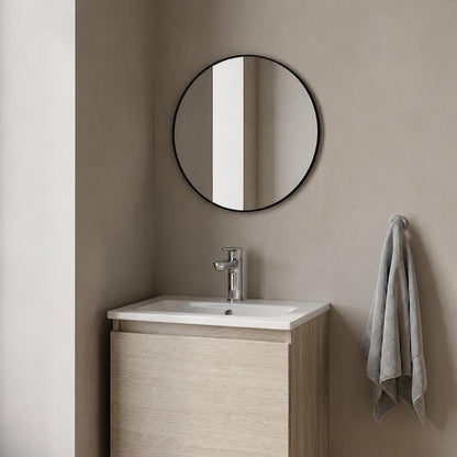 16" Black Aluminum Round Framed Bathroom Vanity Mirror HomeRoots