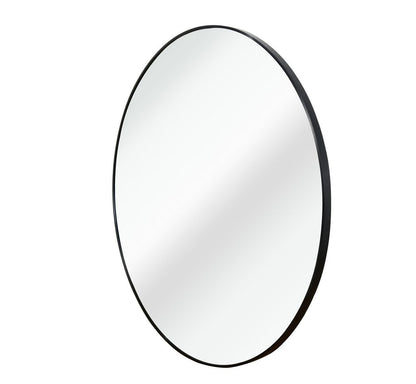 16" Black Aluminum Round Framed Bathroom Vanity Mirror