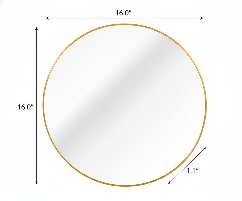 16" Black Aluminum Round Framed Bathroom Vanity Mirror — view 12