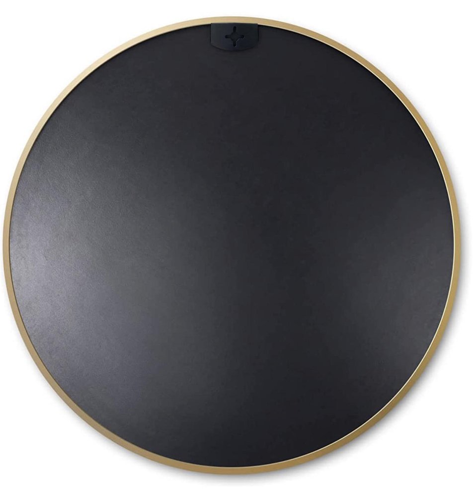 24" Black Aluminum Round Framed Bathroom Vanity Mirror — view 5