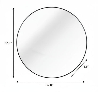 32" Black Aluminum Round Framed Bathroom Vanity Mirror HomeRoots
