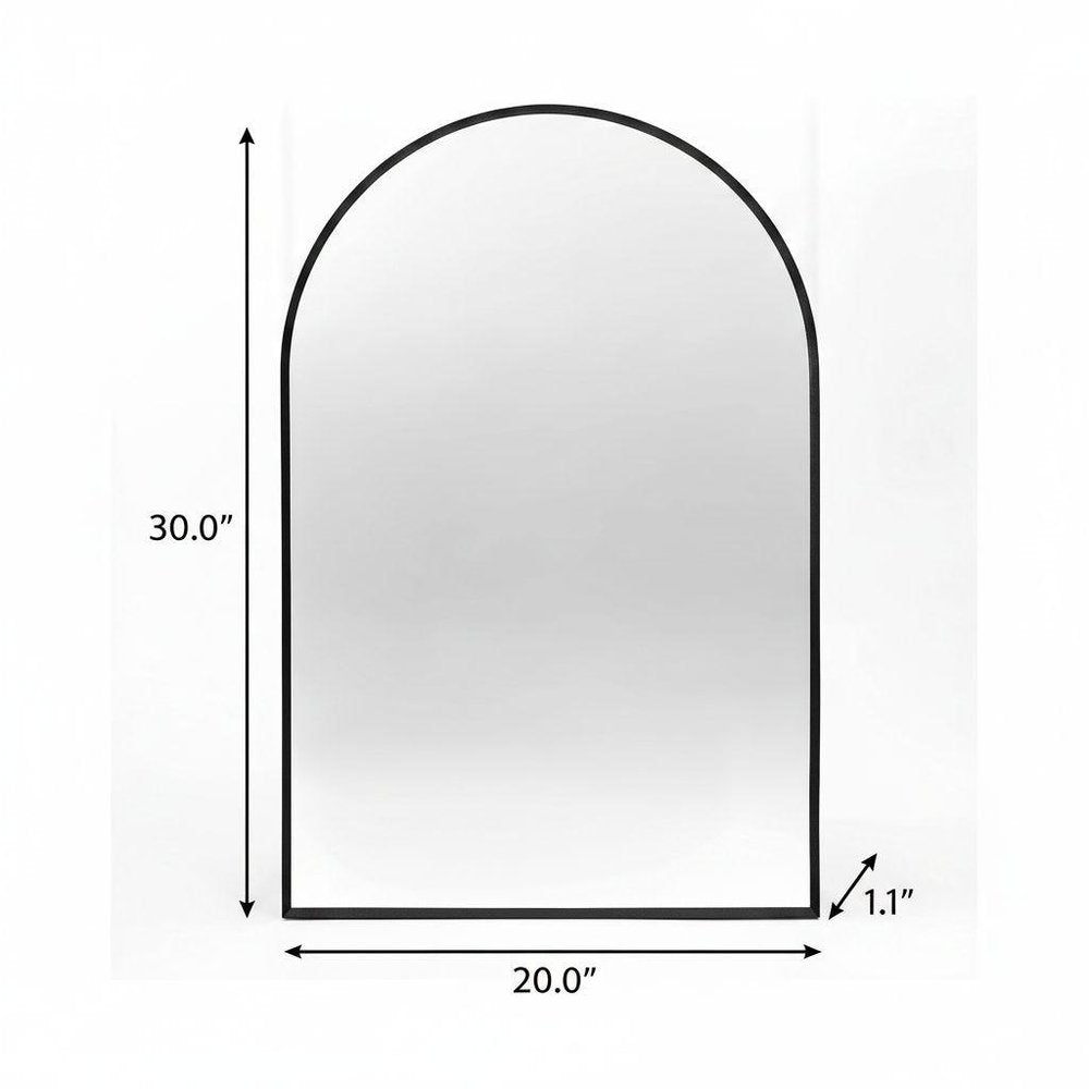 30" Black Aluminum Arch Framed Bathroom Vanity Mirror — view 5