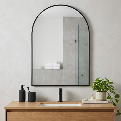 30" Black Aluminum Arch Framed Bathroom Vanity Mirror HomeRoots