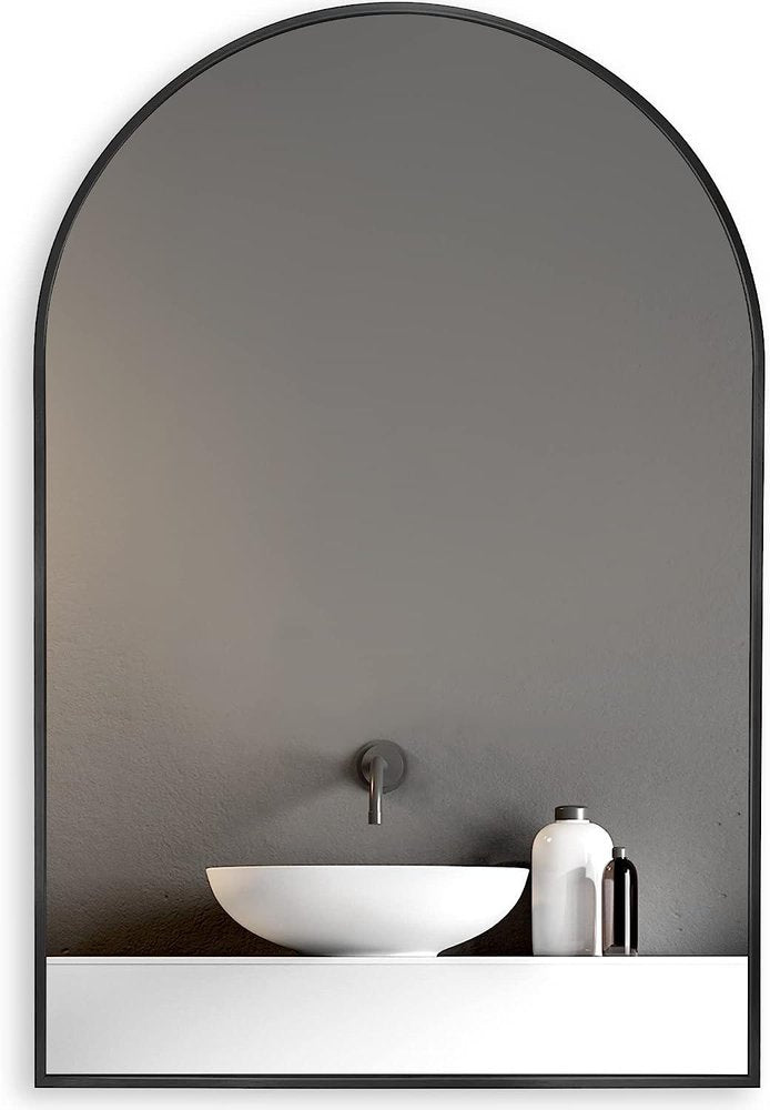 30" Black Aluminum Arch Framed Bathroom Vanity Mirror HomeRoots