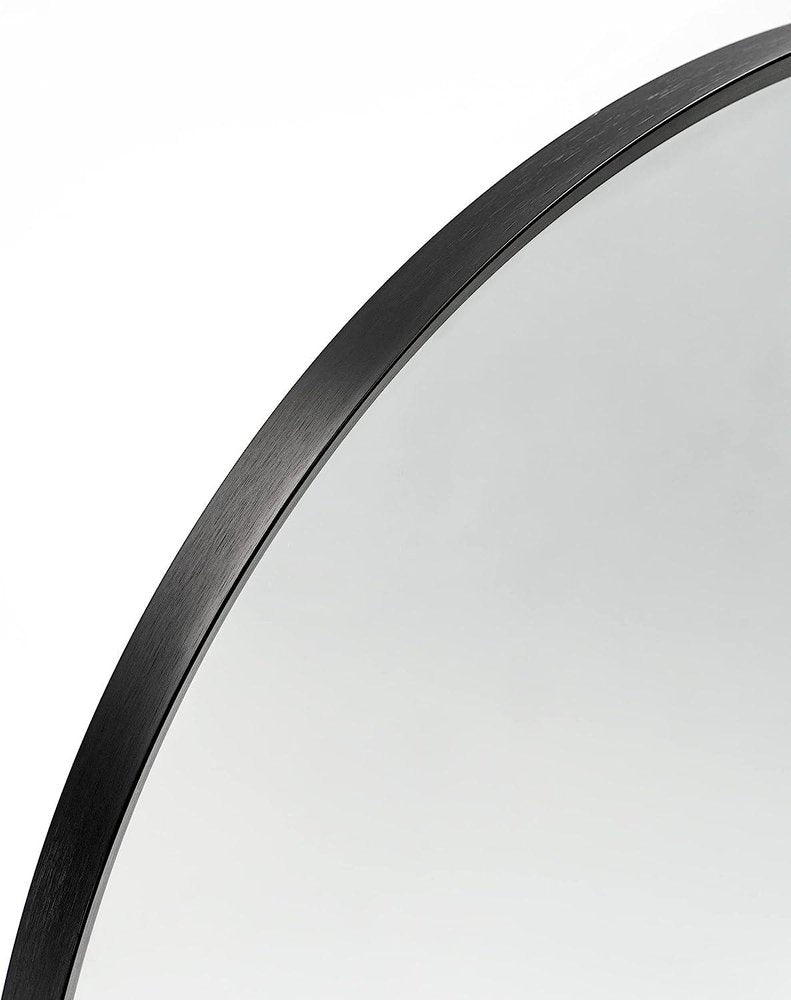30" Black Aluminum Arch Framed Bathroom Vanity Mirror — view 2