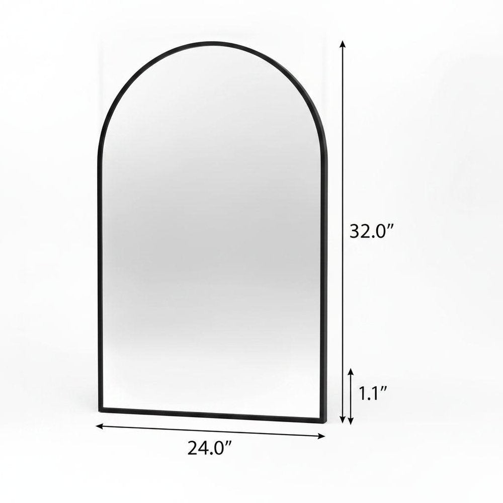 32" X 24" Black Aluminum Arch Framed Bathroom Vanity Mirror HomeRoots
