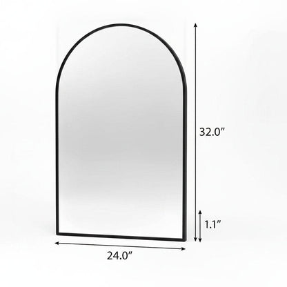 32" X 24" Black Aluminum Arch Framed Bathroom Vanity Mirror HomeRoots