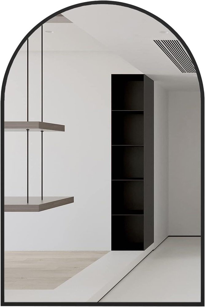 32" X 24" Black Aluminum Arch Framed Bathroom Vanity Mirror HomeRoots