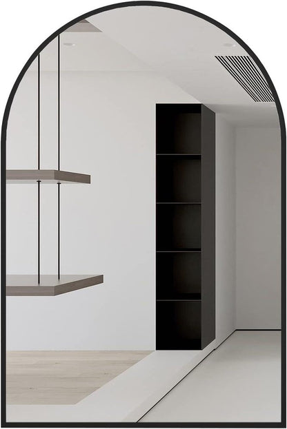32" X 24" Black Aluminum Arch Framed Bathroom Vanity Mirror HomeRoots